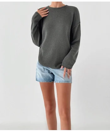 Dikiş Detay İnce Triko Kazak Haki