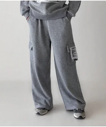 Kargo Cepli Beli Lastikli Eşofman Alt Gri