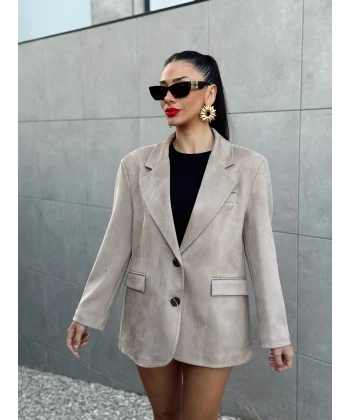 OVERSİZE SÜET BLAZER CEKET VİZON