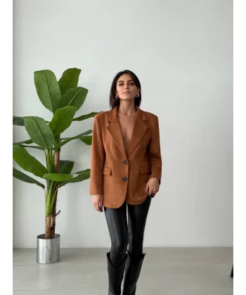 OVERSİZE SÜET BLAZER CEKET TABA