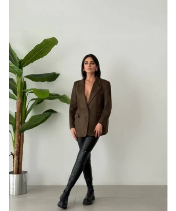 OVERSİZE SÜET BLAZER CEKET HAKİ