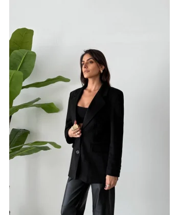 OVERSİZE SÜET BLAZER CEKET SİYAH