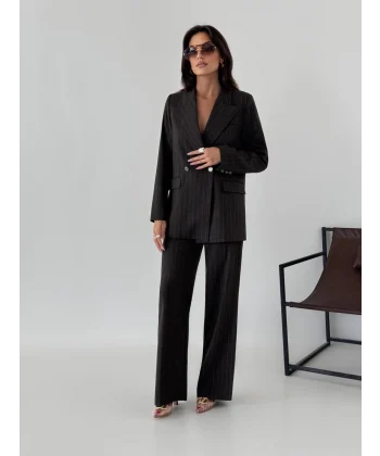 Myra Kahverengi Blazer Ceket Pantolon Takım