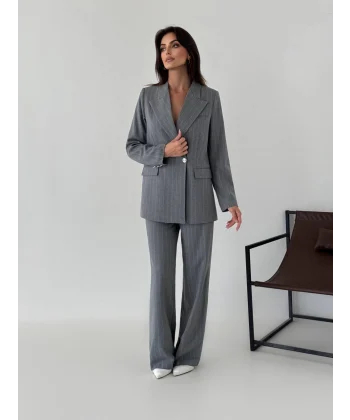 Myra Gri Blazer Ceket Pantolon Takım 