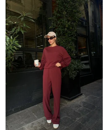 Viyana Pamuklu Eşofman Takım-Bordo