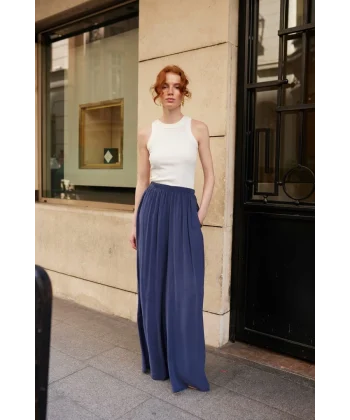 Modal Kumaş Bol Kesim Pantolon-Lacivert