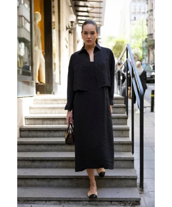 Luna Modal Gömlek Elbise İkili Takım – Doğal Şıklığın Zarafeti