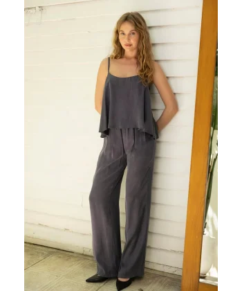 Premium Serisi Askılı Bluz Pantolon Takım-İndigo