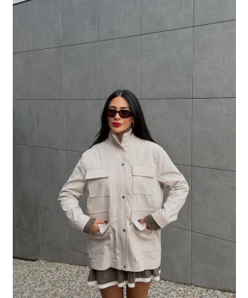 Tiffany Ekose Astarlı Trençkot-Taş