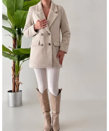 ANGORA DOKULU KISA KABAN TAŞ