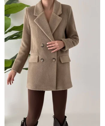 ANGORA DOKULU KISA KABAN VİZON