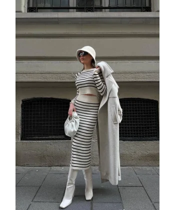 ÇİZGİLİ TRİKO ETEKLİ TAKIM