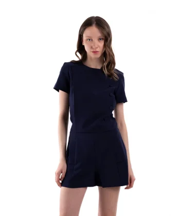 Orjinal Marka Lacivert Şortlu Tulum