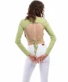 Sırt Dekolteli Yeşil Bluz