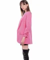 Atlas Kumaş Büzgü Kol Pembe Blazer Ceket