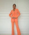 İspanyol Paça Turuncu Ceket Pantolon Takım