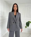 Oversize Gri Astarlı Blazer Ceket