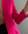 Atlas Kumaş Astarlı Büzgü Kol Tam Kalıp Fuşya Blazer Ceket