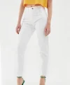 Gabardin Mom Jean Beyaz