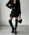 PİLELİ ŞORT ETEK SİYAH