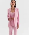 PEMBE CROP BLAZER CEKET PANTOLON TAKIM