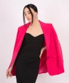 Fuşya Tek Düğme Astarlı Blazer Ceket