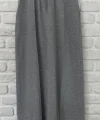 Pamuk Kumaş Yırtmaçlı Uzun Gri Etek
