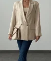 PLİSELİ ÇİFT DÜĞME BLAZER CEKET TAŞ