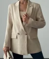 PLİSELİ ÇİFT DÜĞME BLAZER CEKET TAŞ