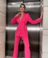 FUŞYA KUŞAKLI CEKET PANTOLON TAKIM