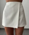 ATLAS KUMAŞ BEYAZ ŞORT ETEK