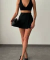 ATLAS KUMAŞ SİYAH ŞORT ETEK