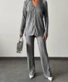 Hayal Pilise Gömlek Pantolon Takım Gri