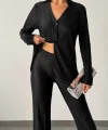 Hayal Pilise Gömlek Pantolon Takım Siyah