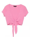 Bağlama Detaylı Crop Bluz Pembe