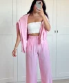 YÜKSEK BEL PALAZZO BOL PAÇA PANTOLON-PEMBE