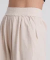 BELİ LASTİKLİ KETEN PANTOLON EKRU