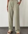 BELİ LASTİKLİ KETEN PANTOLON YEŞİL