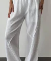 MÜSLİN KUMAŞ ASTARLI BEYAZ PALAZZO PANTOLON