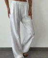 MÜSLİN KUMAŞ ASTARLI BEYAZ PALAZZO PANTOLON