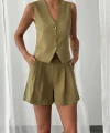 MODAL KUMAŞ ŞORT YELEK TAKIM YEŞİL