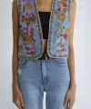 ETNİK DESENLİ DENİM YELEK