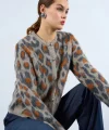 LEOPAR DESENLİ ŞARDONLU HIRKA ANTRASİT