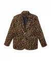 Leopar Desenli Kaşe Blazer Ceket Kahverengi