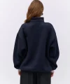 Balıkçı Yaka Yazılı Oversize Sweatshirt Lacivert