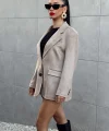 OVERSİZE SÜET BLAZER CEKET VİZON