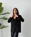 OVERSİZE SÜET BLAZER CEKET SİYAH