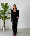 OVERSİZE SÜET BLAZER CEKET SİYAH