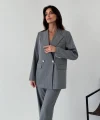 Myra Gri Blazer Ceket Pantolon Takım 