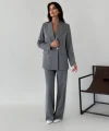 Myra Gri Blazer Ceket Pantolon Takım 
